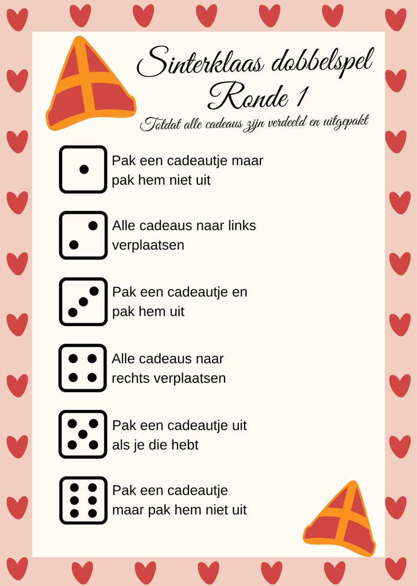 T&F Creations Sinterklaasspel set - dobbelspel - incl foam dobbelsteen - geel