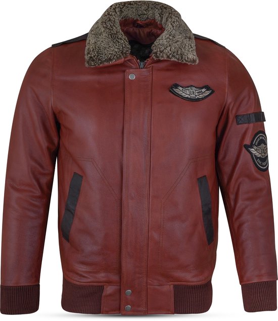 URBAN 5884® New Pilot Jacket Cuir de Vache Véritable Zwart 2XL