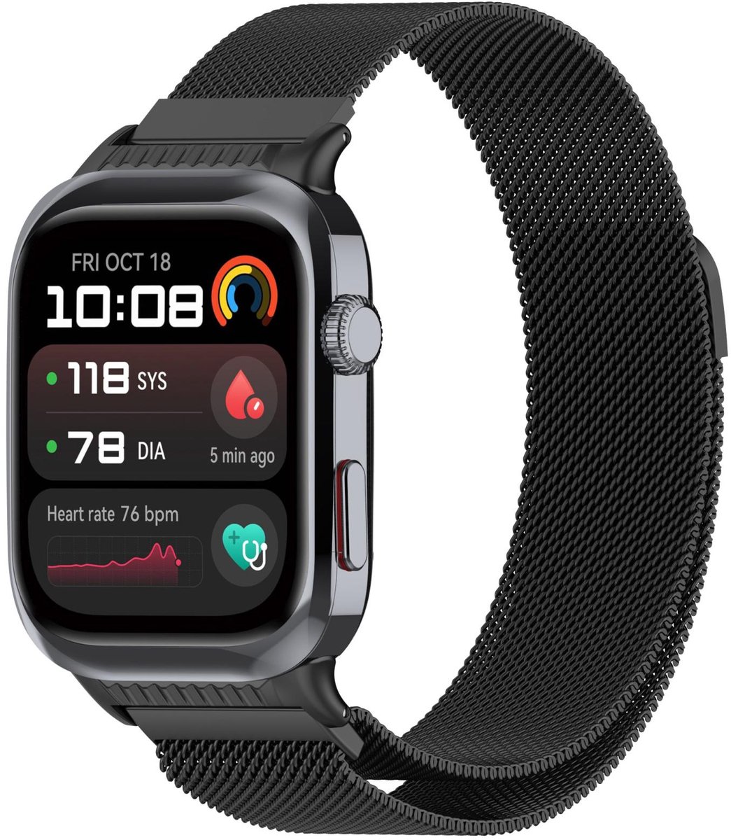 Milanees bandje - geschikt voor Huawei Watch D2 - magneetsluiting - zwart