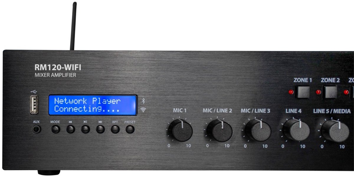 Adastra RM120-Wifi 100V Mixer versterker met WIFI en LAN 120W