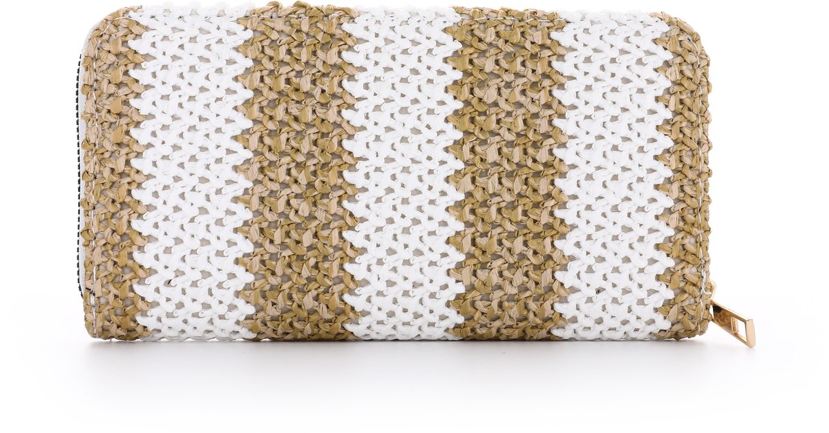 Portemonnee Dames - Wit/Beige - 8 pasjesvakken - Muntenvak - Briefgeldvak - Ritssluiting - Hoofdvak voor telefoon
