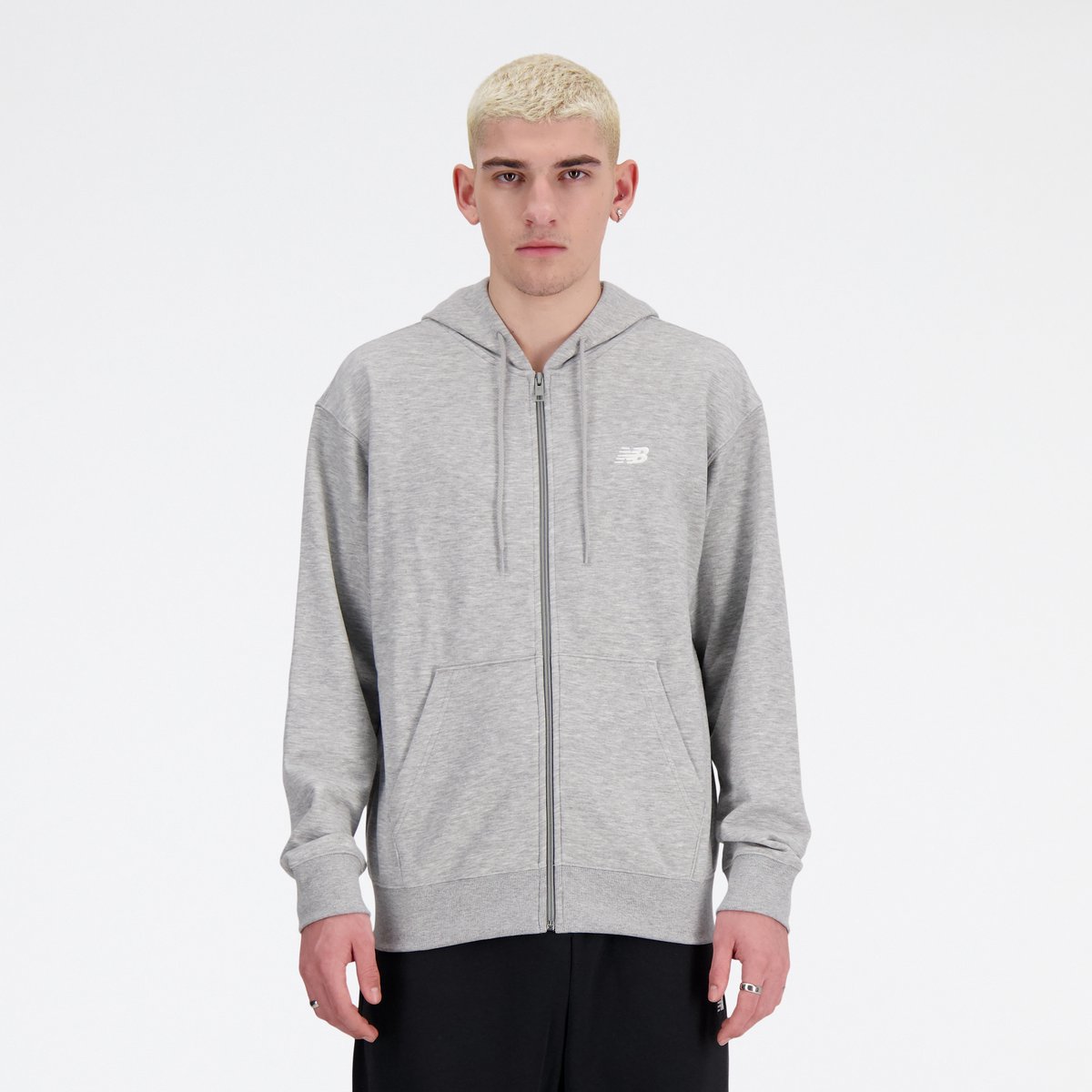 New Balance Sport Essentials Logo Fleece FULL ZIP Heren Vest ATHLETIC Grijs