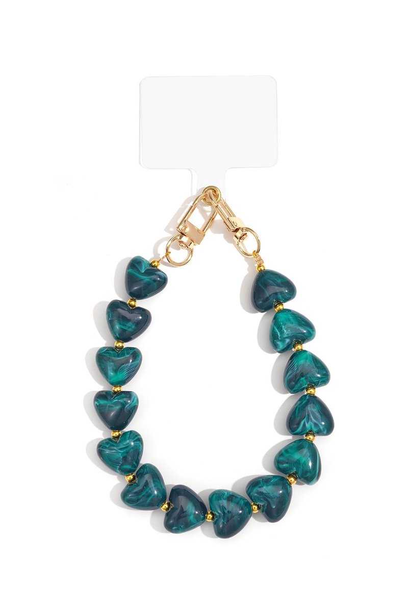 Bijoutheek Telefoonkoord Hartjes Blue Zircon
