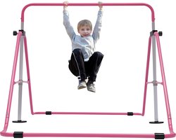 Turnrek Voor Kinderen Tot 150Kg Gymnastiekrek Horizontale Rekstok Aanbevolen Gebruikshoogte 70-140cm Roze