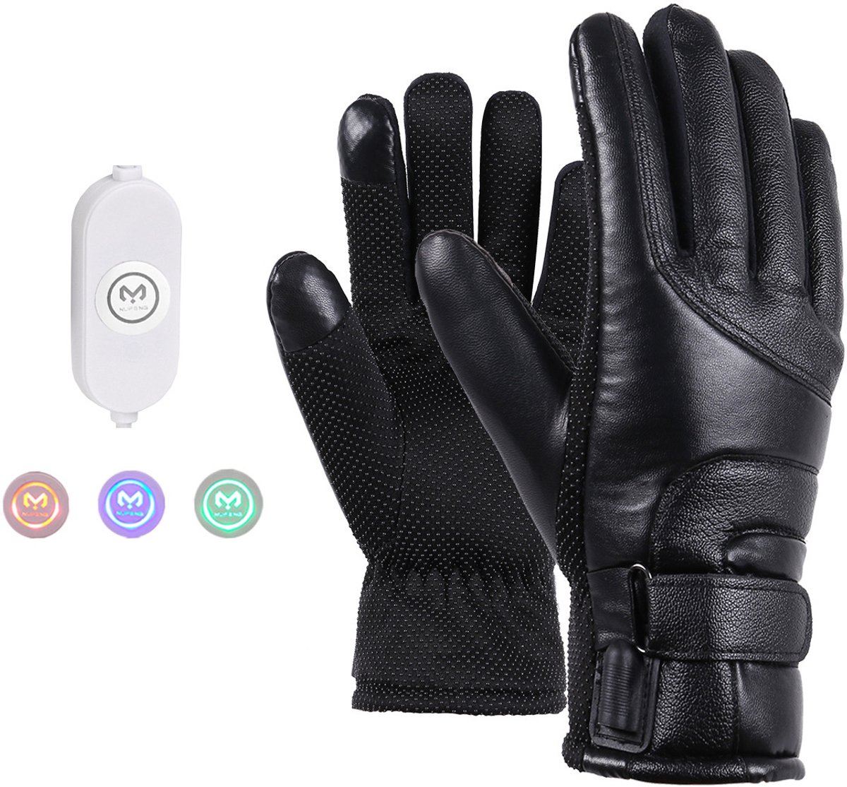 1-paar Heated Gloves – Electric Heated Winter Gloves – Warme handschoenen – Batterij niet inbegrepen – Plug and play – Enkelzijdige verwarming – Drie temperatuurinstellingen – Touchscreen-ondersteuning – Geschikt voor fietsen en skiën – Zwart
