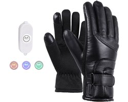 1-paar Heated Gloves - Electric Heated Winter Gloves - Warme leren handschoenen - Oplaadbaar via USB - Enkelzijdige verwarming - Drie temperatuurinstellingen - Touchscreen-ondersteuning - Geschikt voor fietsen, motorrijden, wandelen, skiën - Zwart