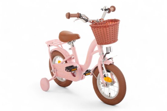 AMIGO Fairy Kinderfiets - Meisjesfiets 12 Inch - Met Terugtraprem - Met Zijwieltjes - Zalmroze van AMIGO — afbeelding 2