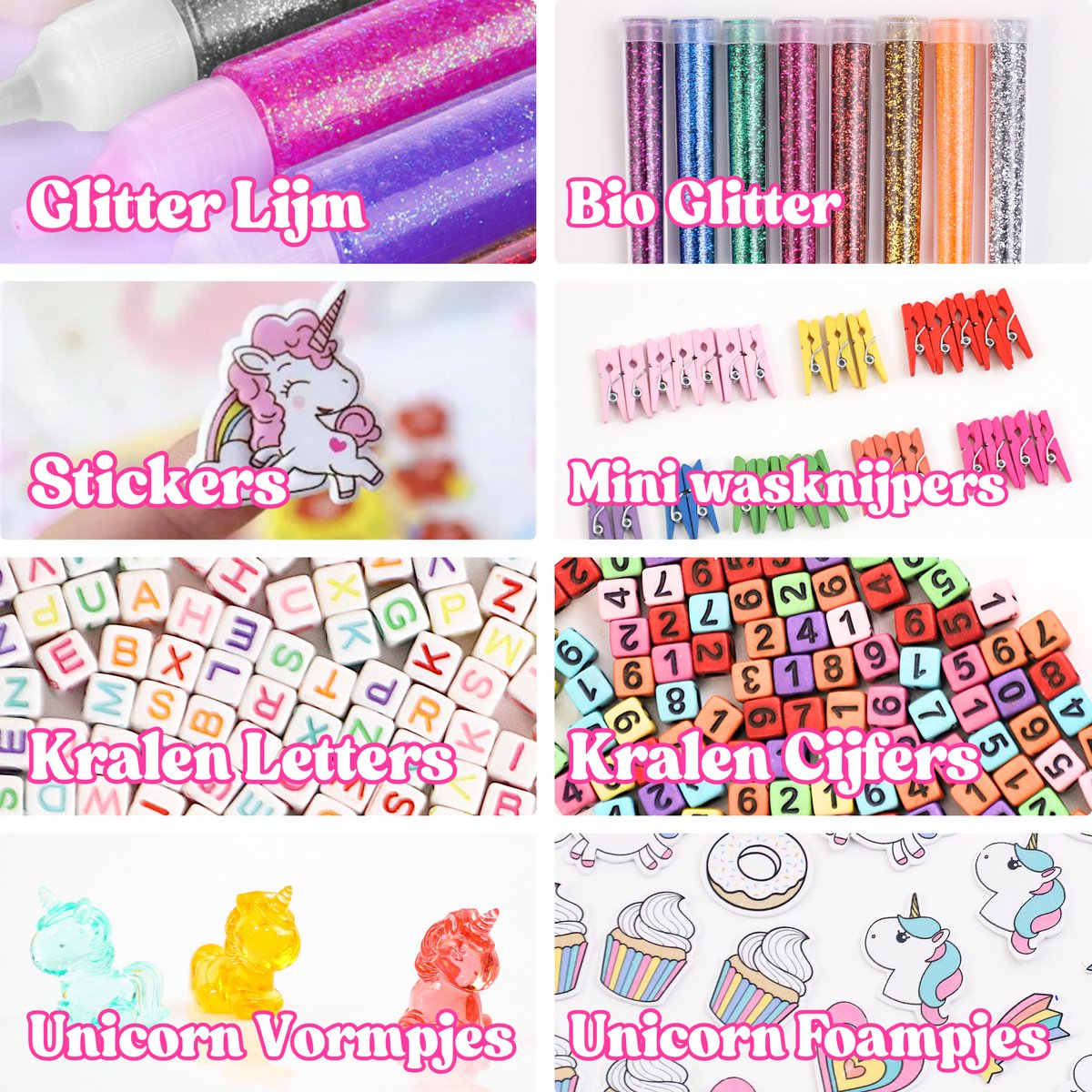 Allerion Glitter Knutseldoos Unicorn XXL – 3000+ delig – Voor Jongens en Meisjes – Creatief Speelgoed - Knutselen — afbeelding 8