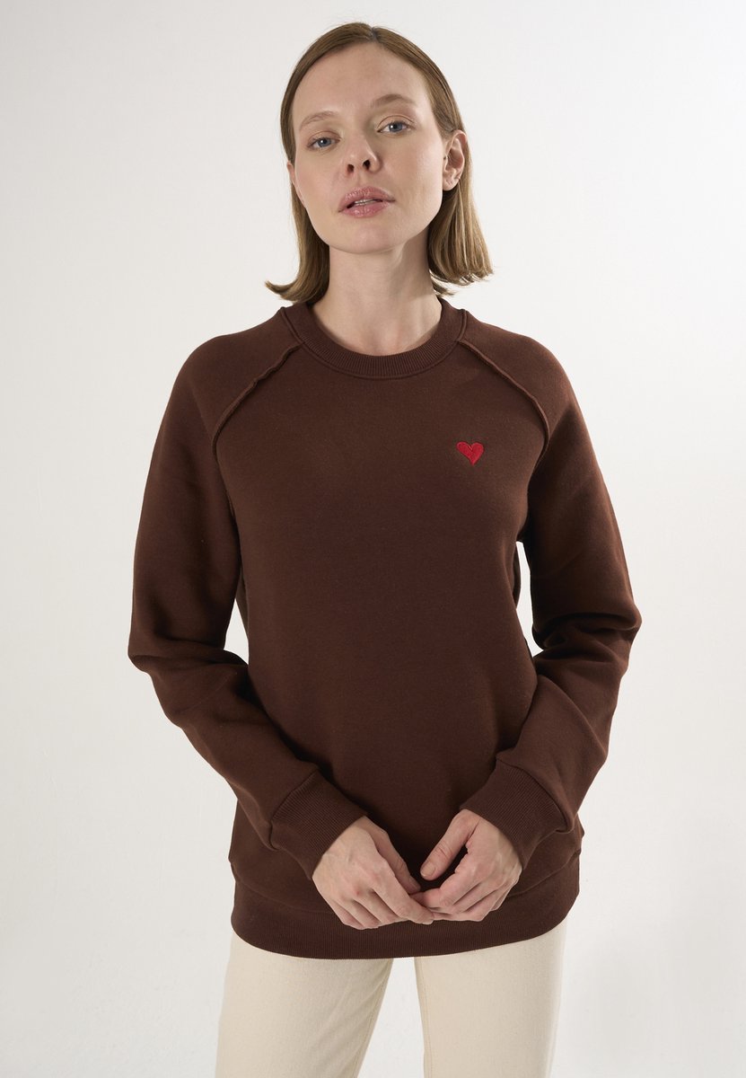 Felix Hardy Basic Sweatshirt Ronde Hals Katoen Dames Bruin - S