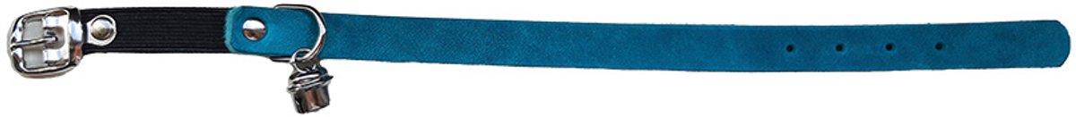Animal boulevard kattenhalsband - country leather - turquoise - 14 mm x 23-26 cm - met elastiek en belletje - degelijk en mooi