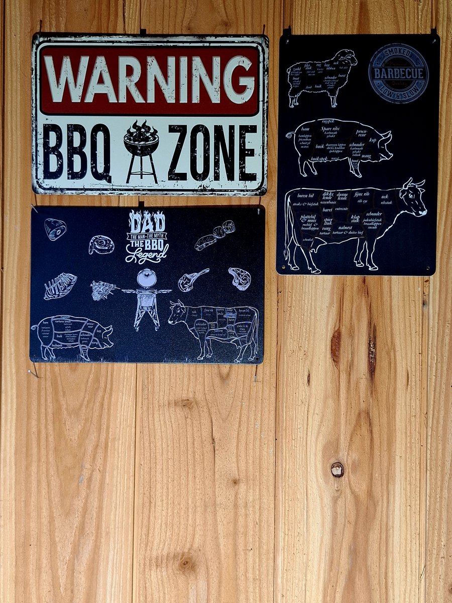 wandbord combi deal 3 - 3 wandborden voor de - barbeque - buitenkeuken - 30x20cm - ideaal cadeau - bbq
