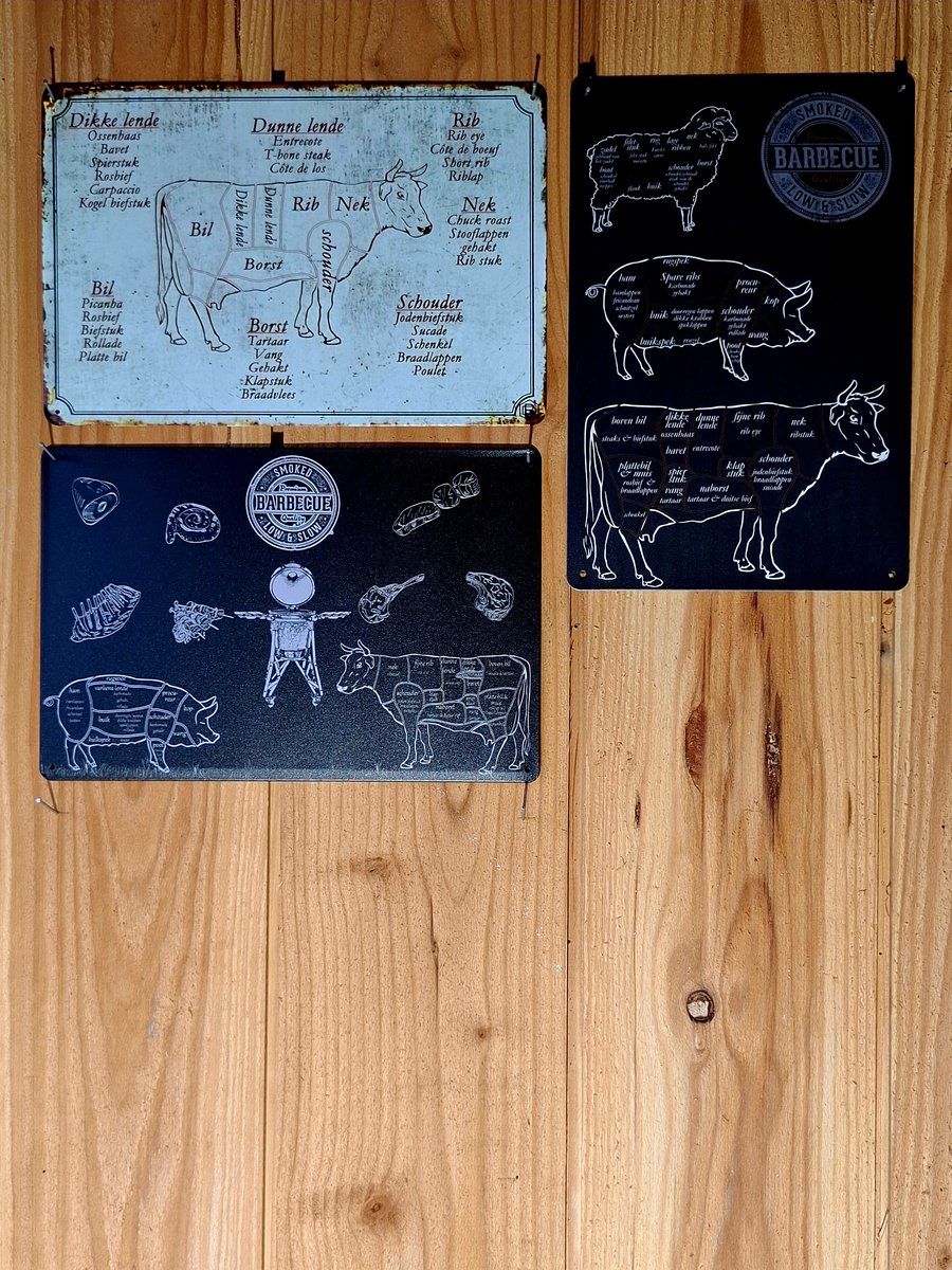 wandbord combi deal 4 - 3 wandborden voor de - barbeque - buitenkeuken - 30x20cm - ideaal cadeau - bbq