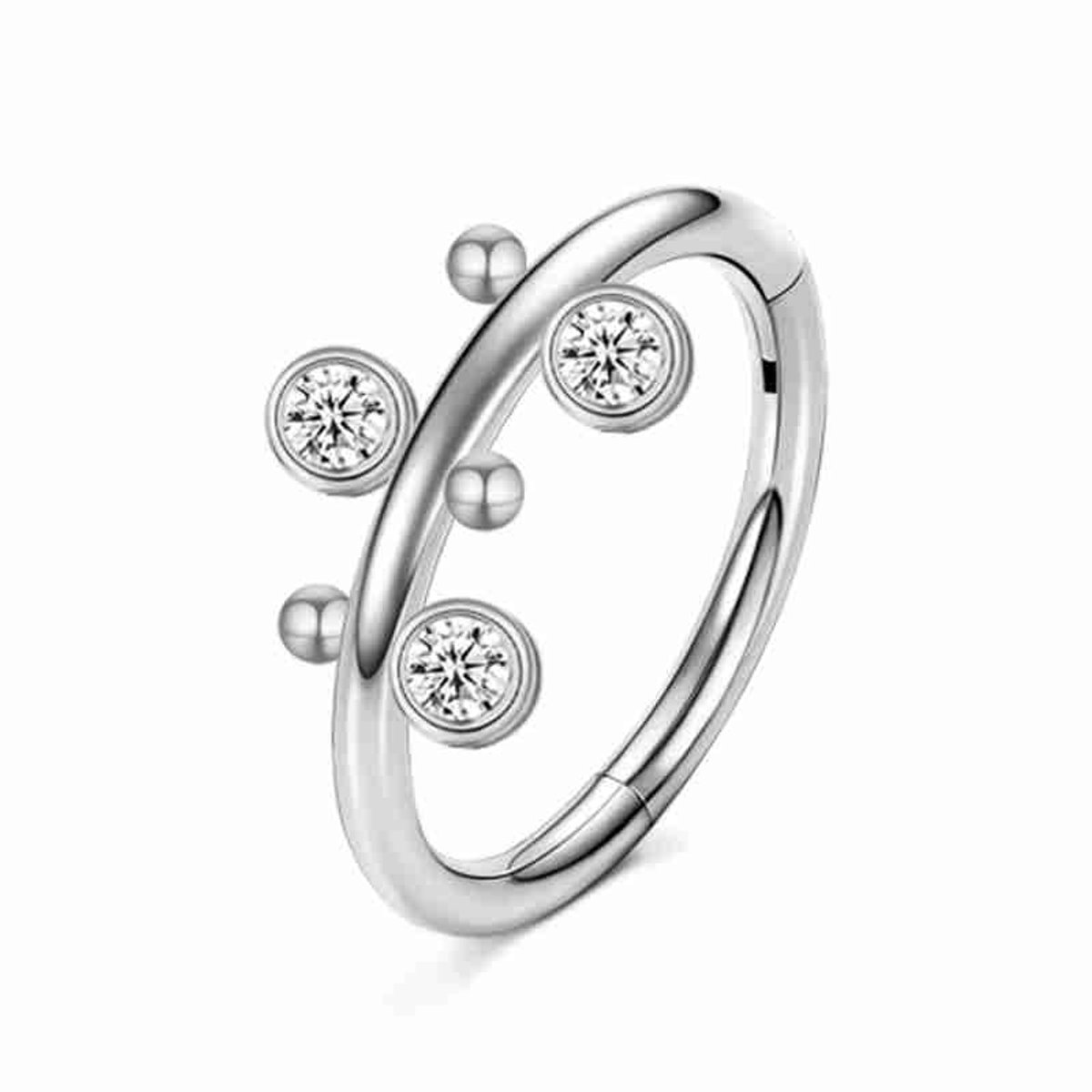 WeLoveSilver - zilveren helix piercing - kristallen - 6x6x3 mm