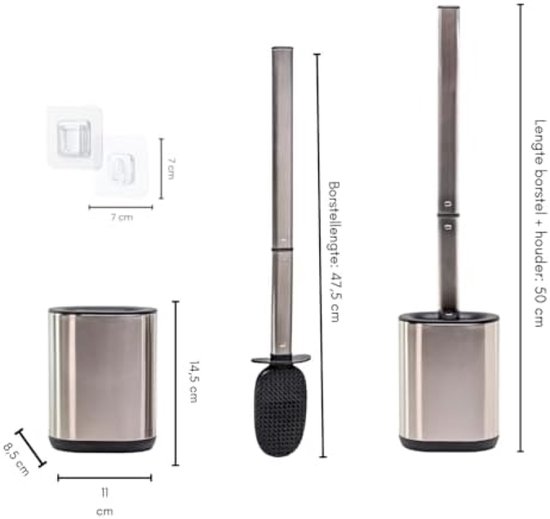 Joseph Joseph Flex Smart Toiletborstel Zilver