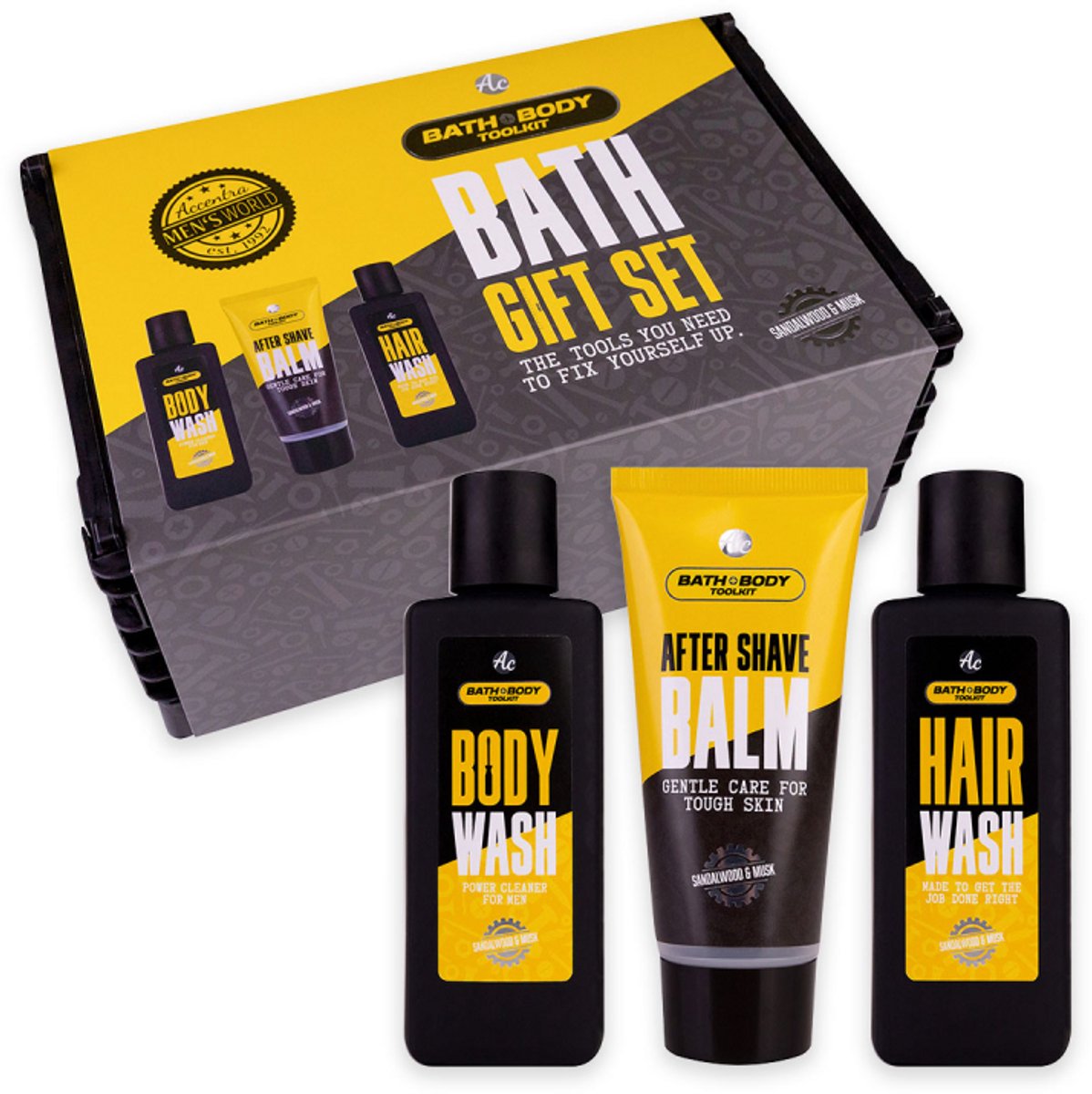 verjaardagscadeau Mannen Giftset mannen badset BATH + BODY TOOLKIT sandelwood & musk