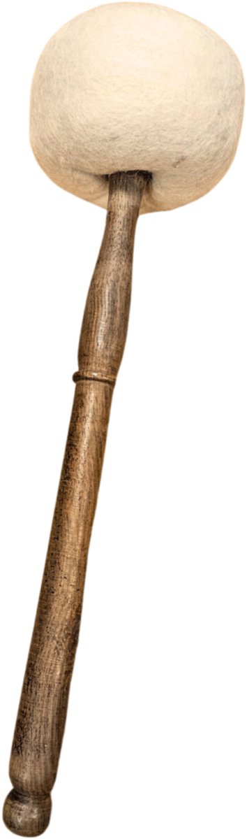 Klankschaal strijkstok witte vilt knots - 32 cm lang