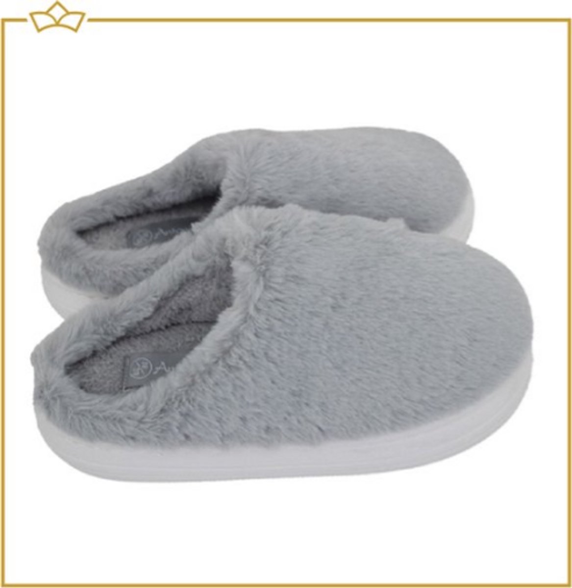 ATTREZZO® Pantoffels dames - Extra zacht - Sloffen - Lichtgrijs - Maat 36-37