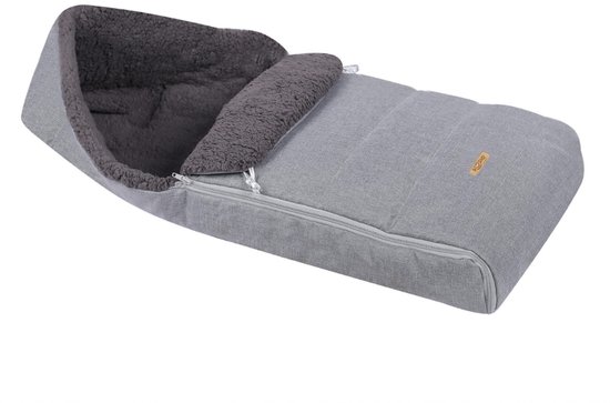 SOOSIE Winter Kinderwagen Voetenzak + Handmof - Grijs Melange & Donkergrijs Teddy - Universeel - Waterproof - 110 cm van Merkloos — afbeelding 2
