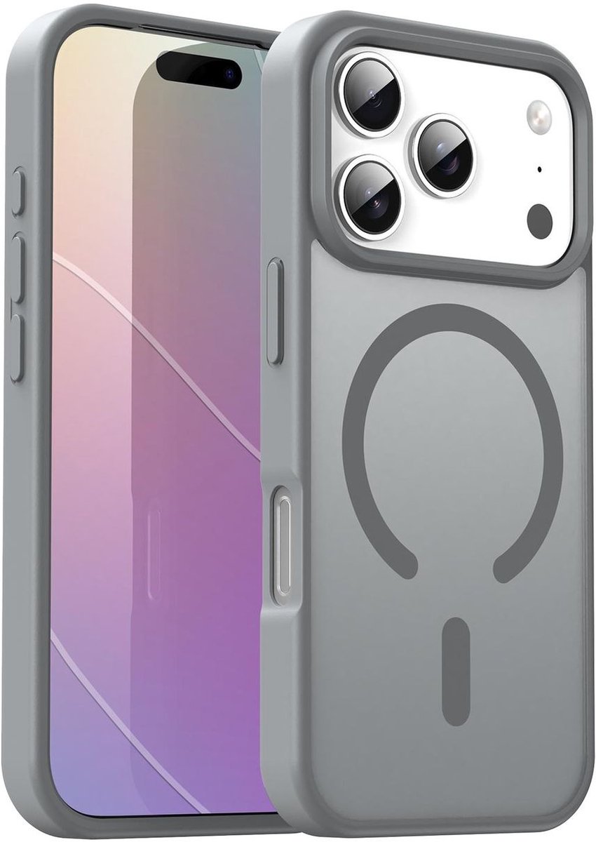 Mobigear Hoesje geschikt voor Apple iPhone 17 Pro MagSafe Telefoonhoesje Hardcase | Mobigear Shockproof Backcover | Geschikt voor MagSafe | Geschikt voor Draadloos Opladen met Magnetische Ring | Geschikt voor MagSafe Case - Grijs