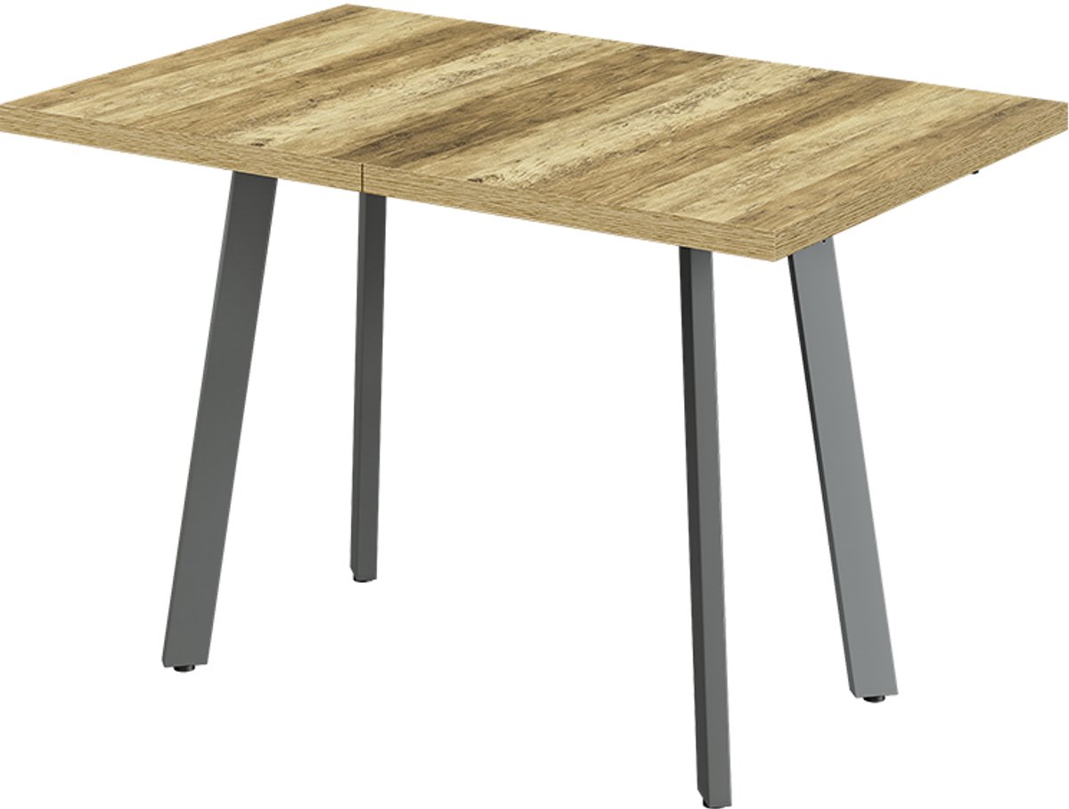 Vicco Eettafel Tisko, Eiken rustiek/Grijs, 120-160 x 80 cm met uitschuifbaar tafelblad
