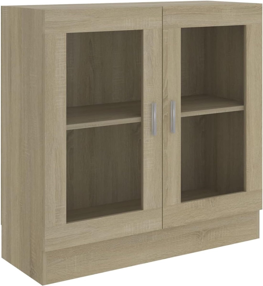 White-Label® Vitrinekast met Glas - Dressoir Kasten - Opbergkast -Sonoma eik