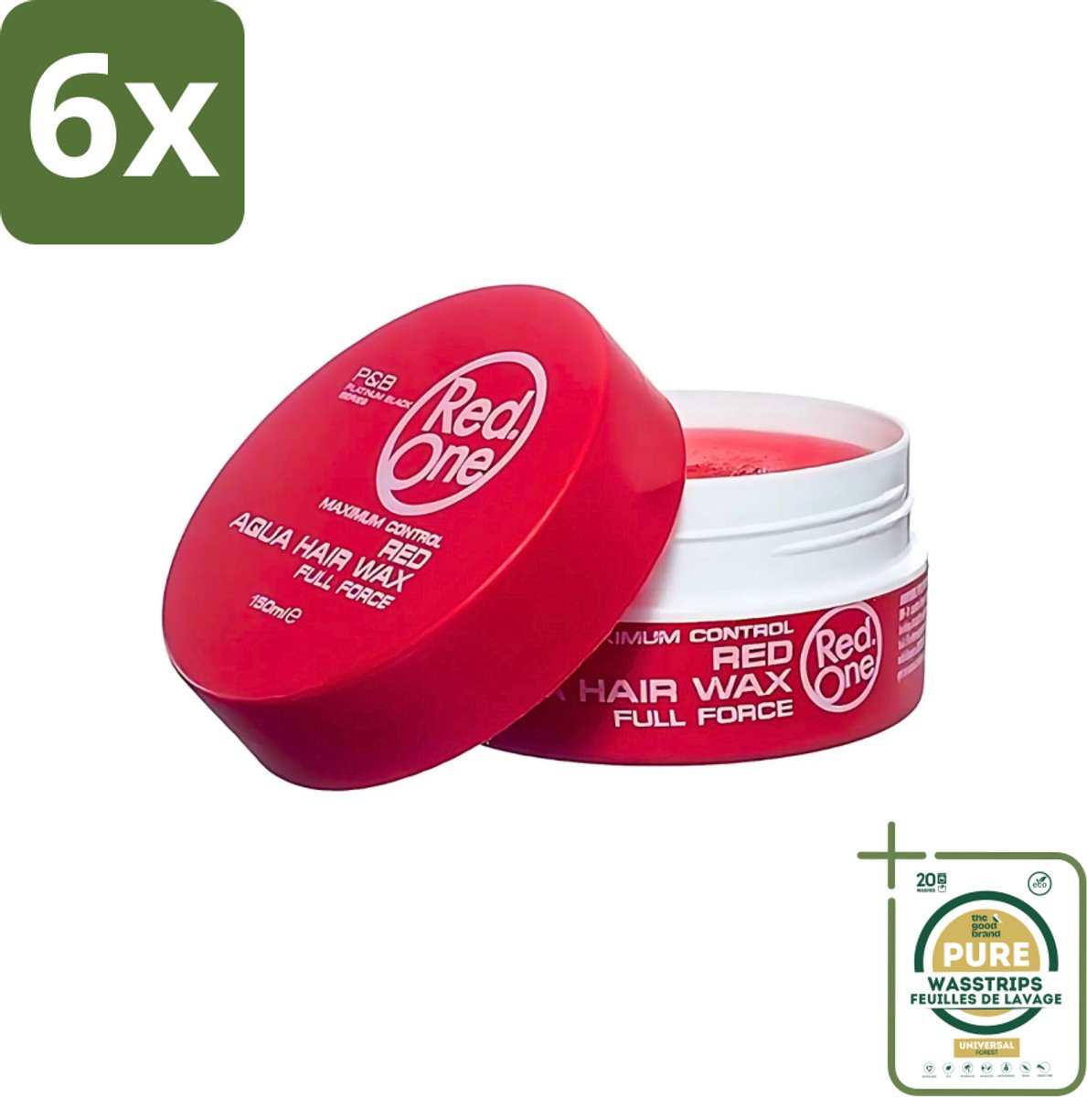 Red One Aqua Hair Wax Red 150 ml - Voordeelverpakking - 6 stuks - Haarstyling - Glanzend haar