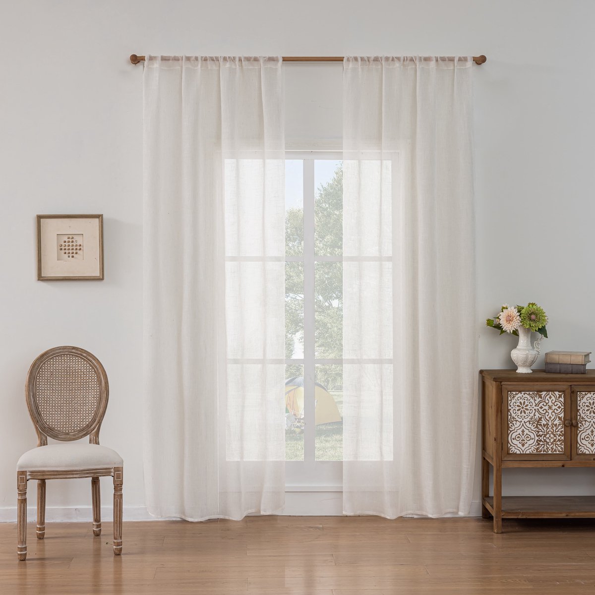 Linnenlook slub voile gordijnen met oogjes voor woonkamer slaapkamer modern boho natuurlijk gordijn semi-transparant oogjesgordijn transpara