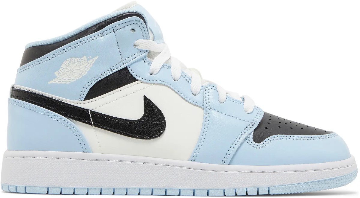 Nike Air Jordan 1 Mid (GS) Ice Blue/Black-Sail-White, 555112-401, Ice Blue