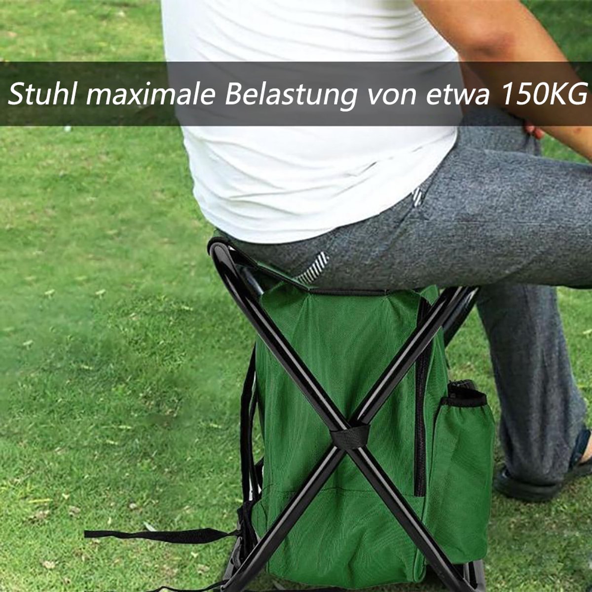 Opvouwbare stoelrugzak, kampeerstoelkrukrugzak met picknicktas