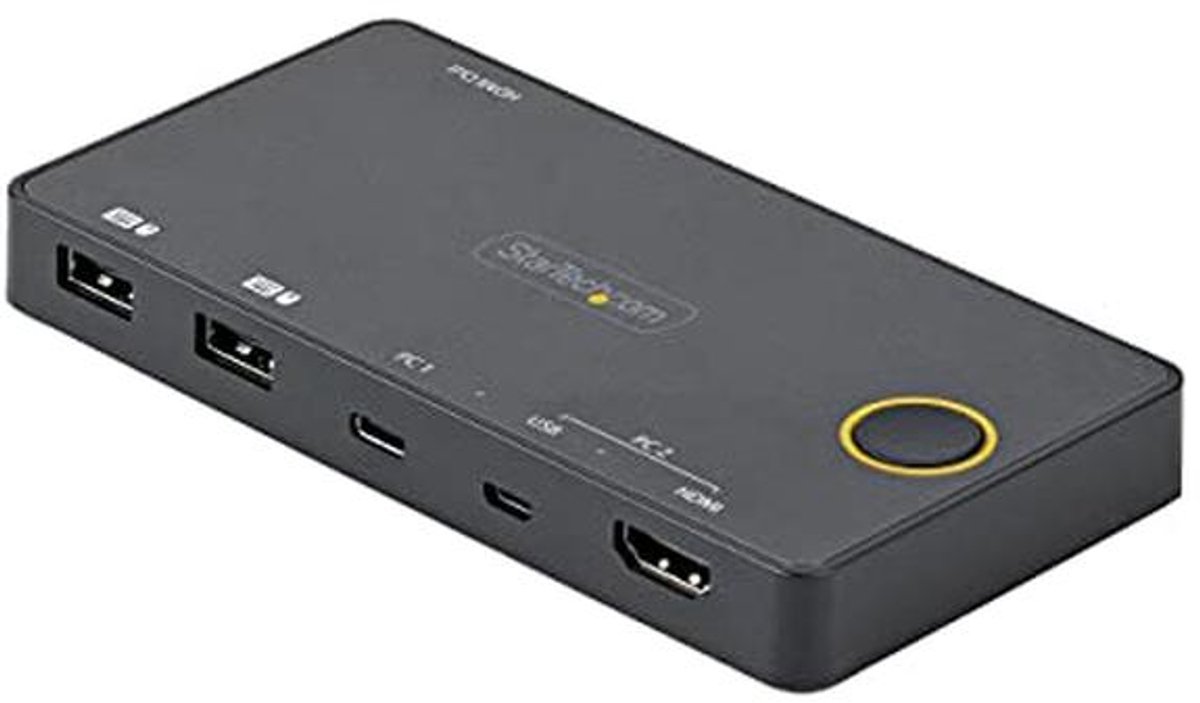 2 Poort Hybrid USB-A + HDMI & USB-C KVM Switch - 4K 60Hz HDMI Monitor - USB Bus Powered