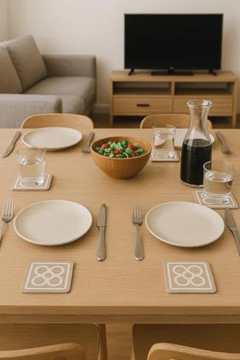 Houten Onderzetters Set van 4 - 10 cm - Keukenaccessoires voor Tafel en Glazen