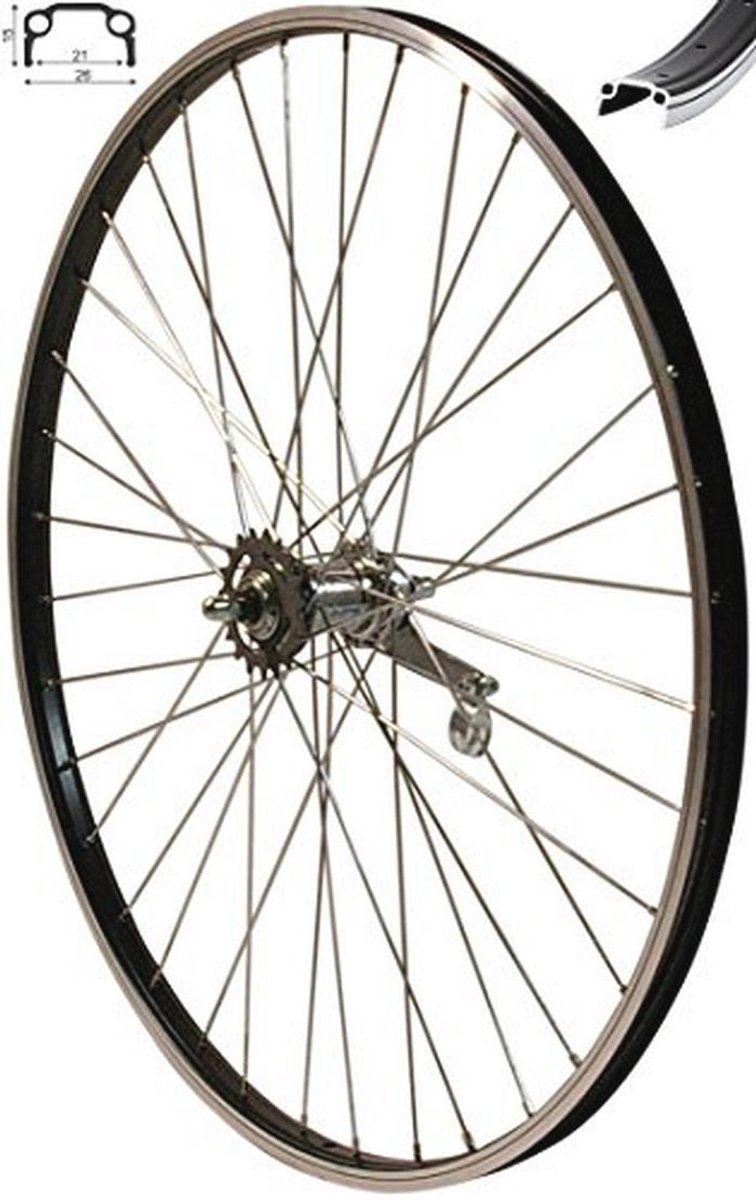 Achterwiel 28 inch met terugtraprem en zwart velg voor fietsen