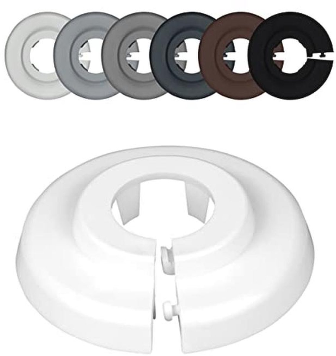 Radiatorrozetten 10 stuks, 12-35 mm, diverse kleuren, kunststof buisafdekking voor verwarming