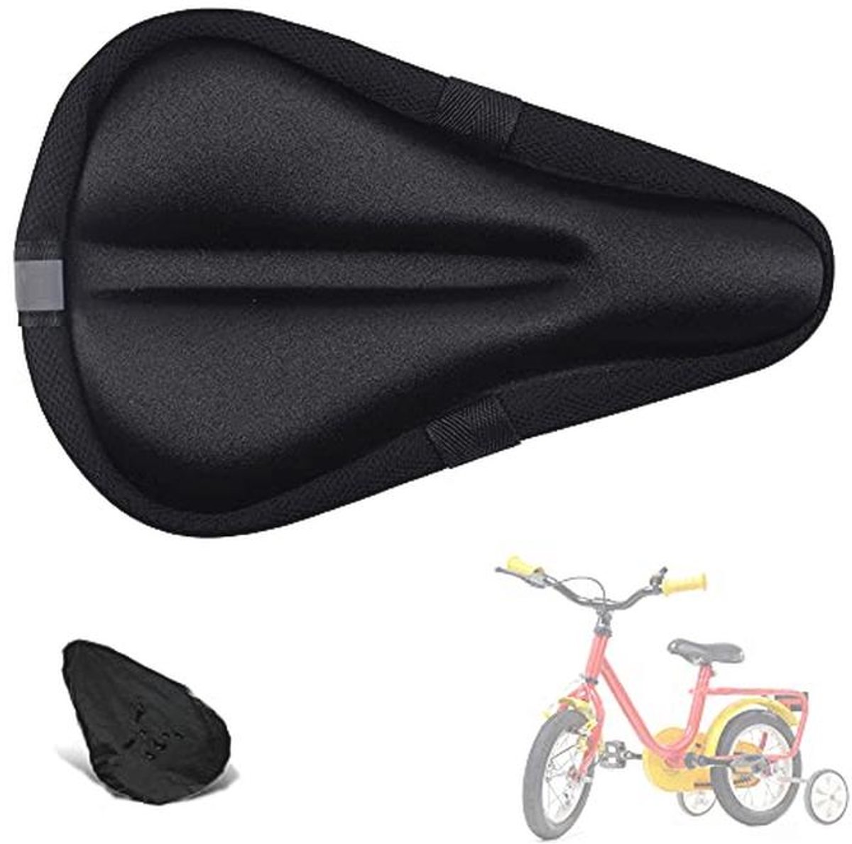Ademende en Zachte Kinderfiets Zadelpad - 9"x6" Memory Foam met Water- en Stofbestendige Cover