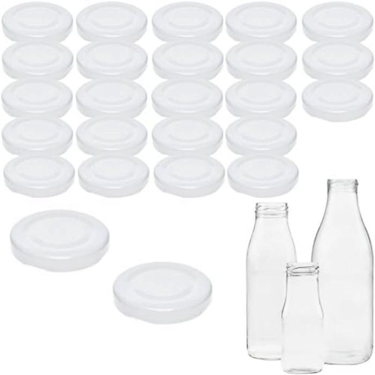 25 reserve deksels voor glazen flessen - 5 cm twist-off schroefdoppen