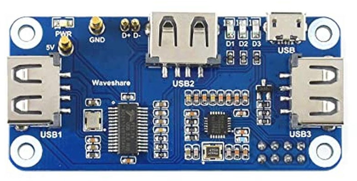 PoE Ethernet/USB HUB HAT voor Raspberry Pi met 3 USB 2.0 Poorten