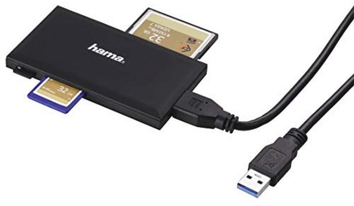 USB 3.0 multi-card lezer voor SD, microSD, CF en MS - zwart