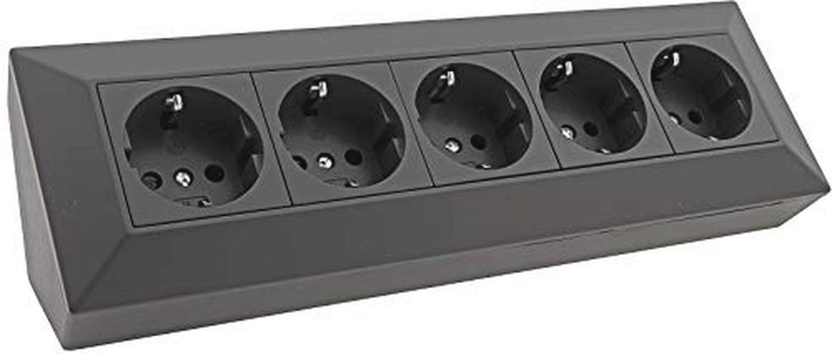 5-voudig stopcontactblok, zwart 250V~/ 16A