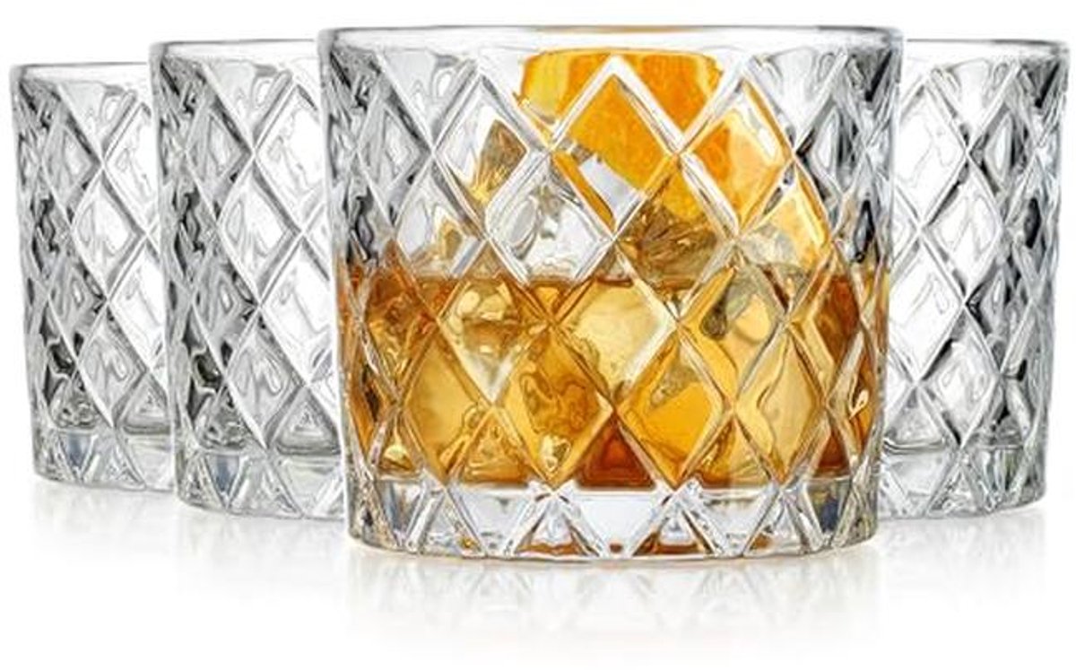 Glaver's Set of 4 Double Old Fashioned Glassware Cups, Glass Cup Set, 10oz (305ml)