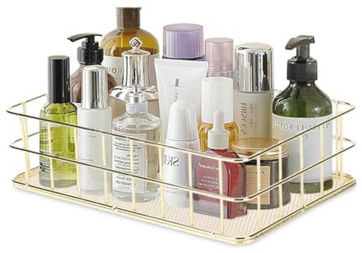 Gouden metalen opbergmand voor badkamer en bureau - multifunctionele organizer