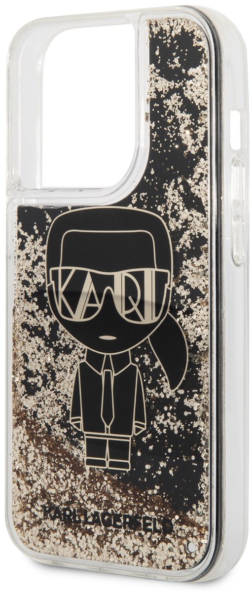 Karl Lagerfeld Back Cover Hoesje - iPhone 14 Pro - Zwart - Liquid Glitter - Schokbestendig