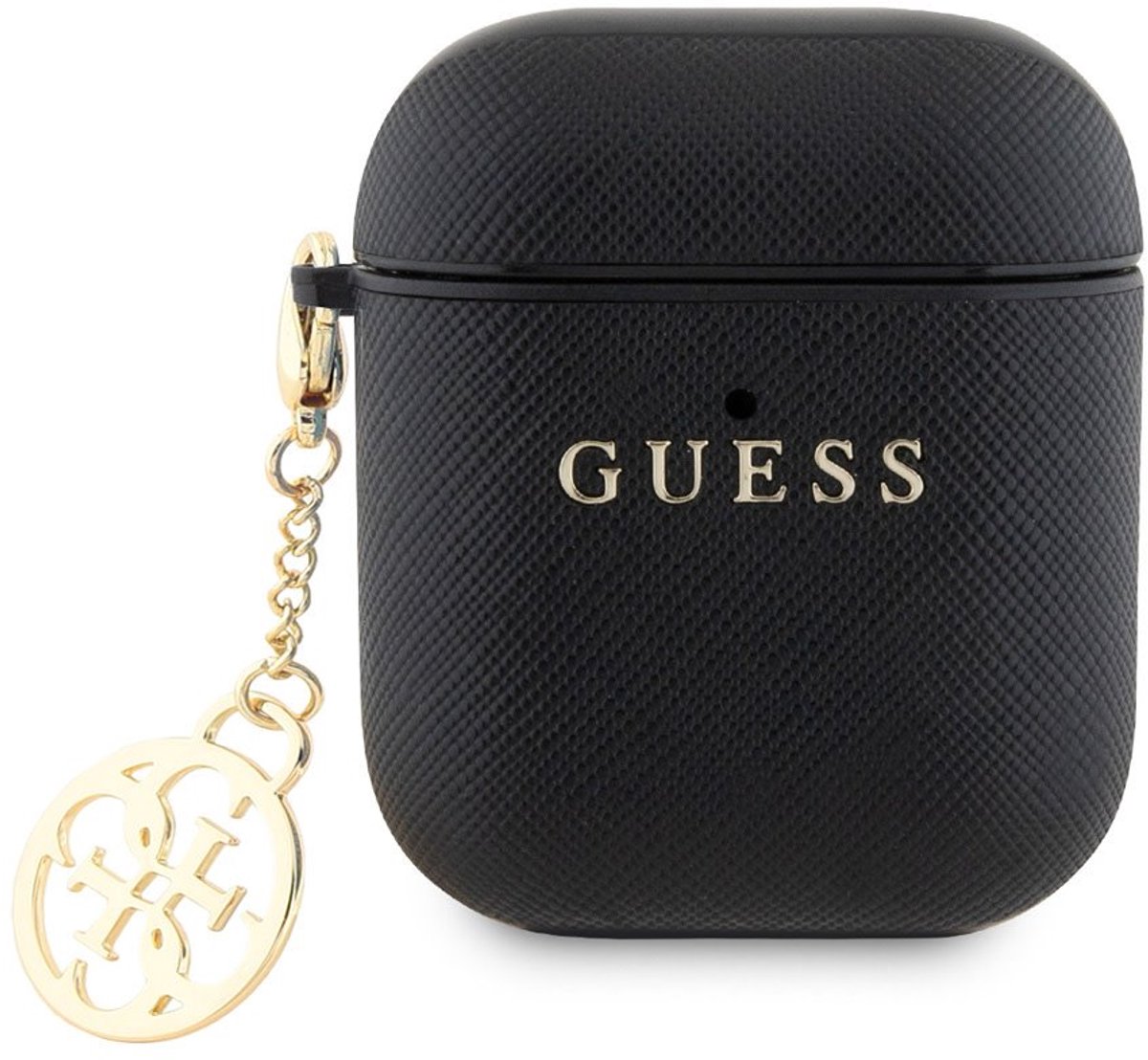 Guess Airpods - Airpods 2 Case - Saffiano - Circle Charm - Zwart