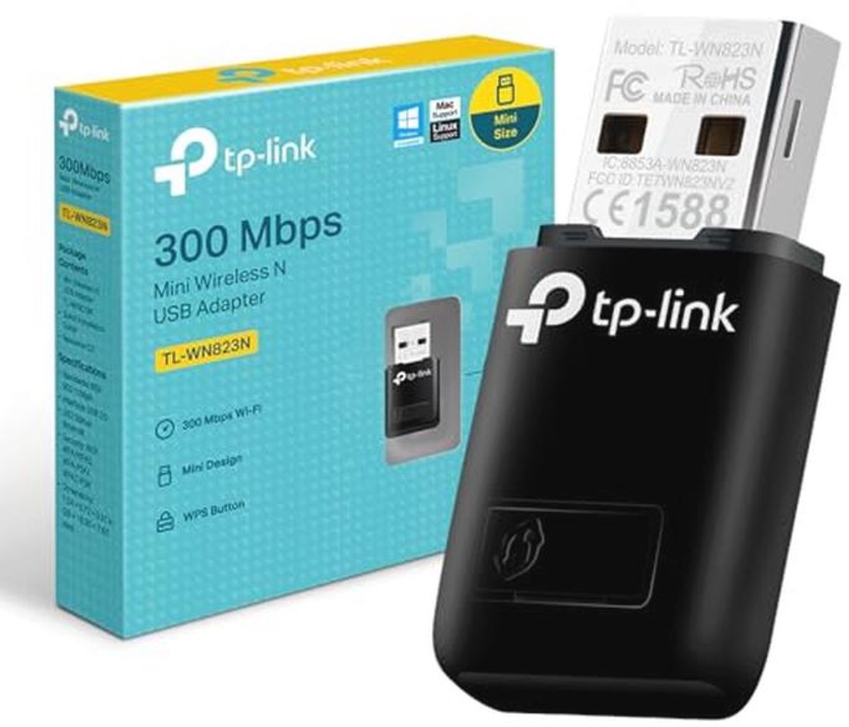 300Mbps WLAN USB Stick - Mini Adapter met WPS - Compatibel met Windows, Mac en Linux