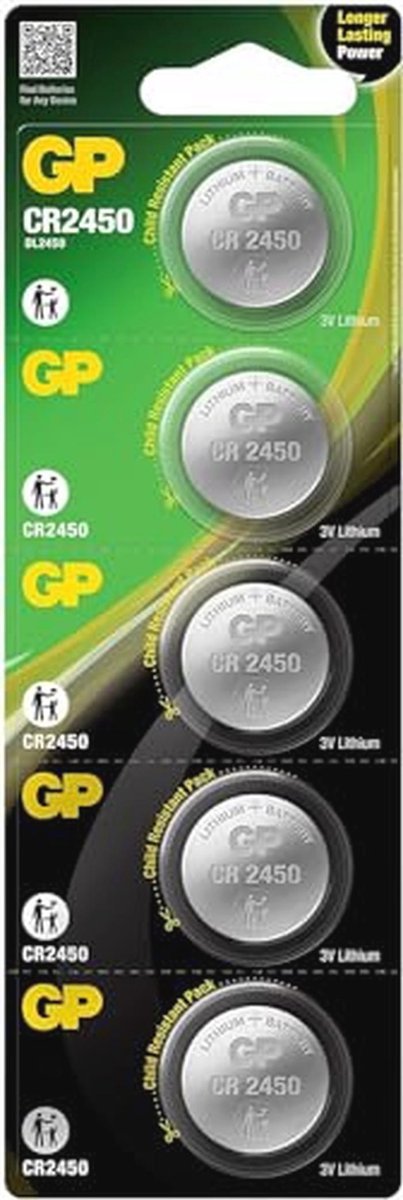 Lithium Batterij CR2450 3V - Knoopcel Batterij voor Verkeersalarm en Meer - 5 Stuks