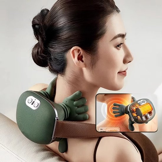 Masseur de cou et d'épaules bionique, masseur de dos chauffant, coussin de massage musculaire électrique pétrissant, masseur de cou, taille, jambes et corps entier avec 3 niveaux.