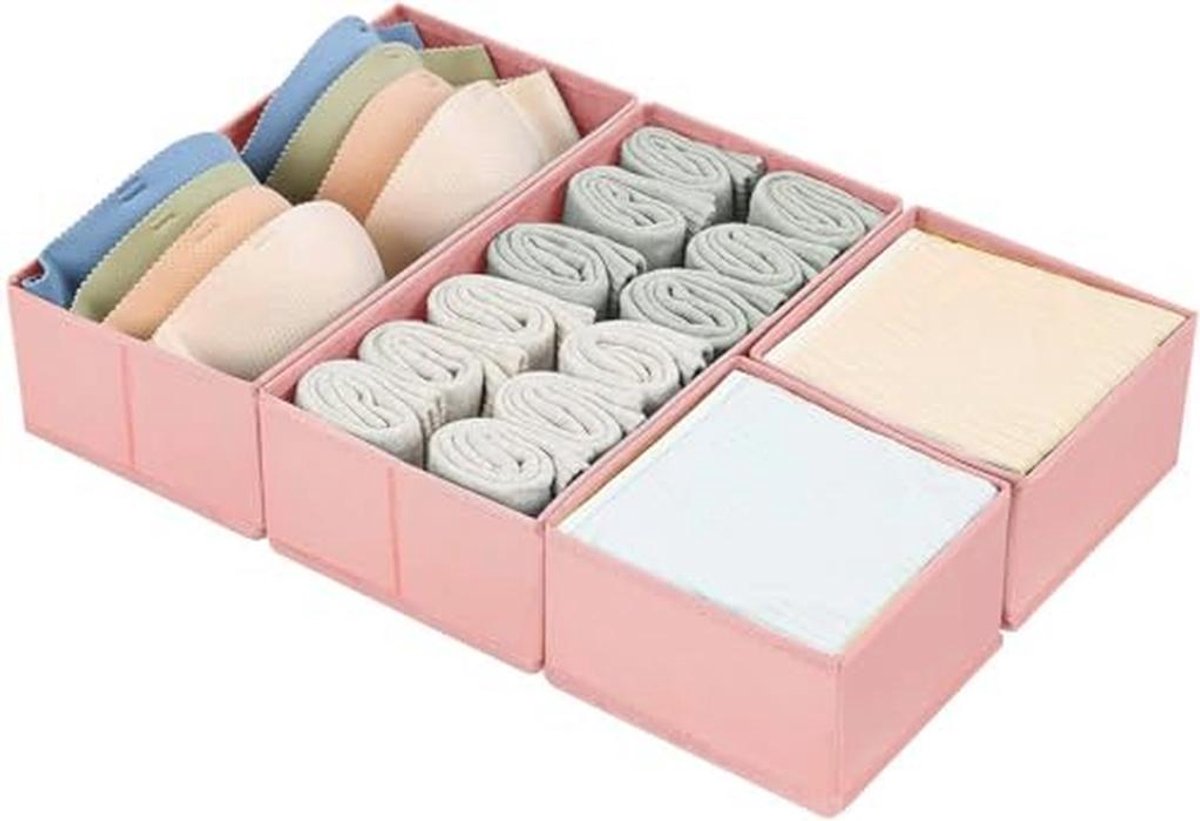 Opvouwbare lade-organizer voor kasten en laden - Roze - 4 stuks