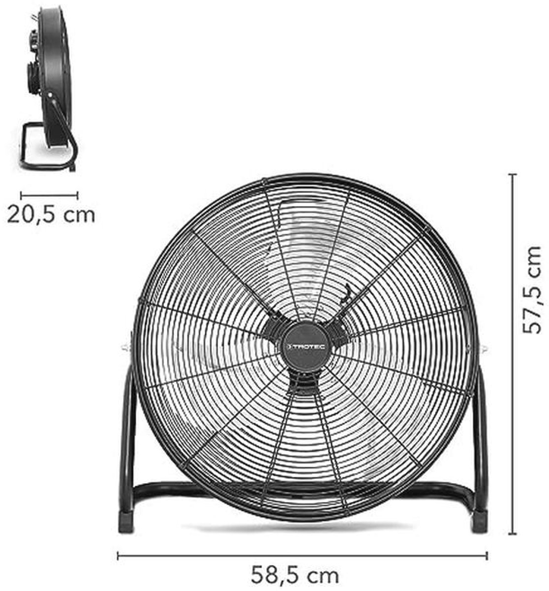 Vloerventilator met 120 Watt Vermogen en 360° Verstelbare Hoek