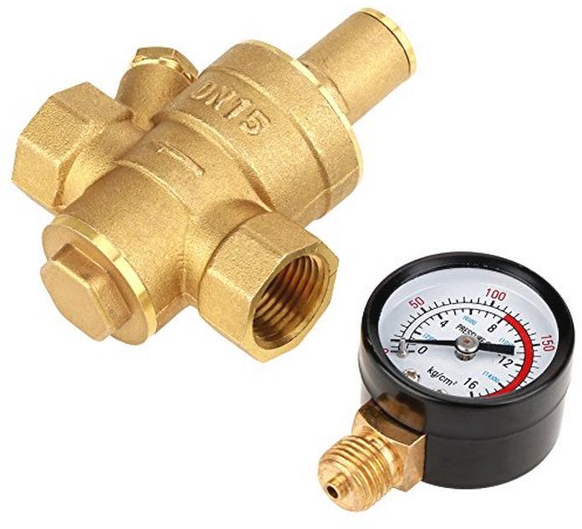 Verstelbare waterdrukregelaar DN15 met meetinstrument voor optimale waterdruk