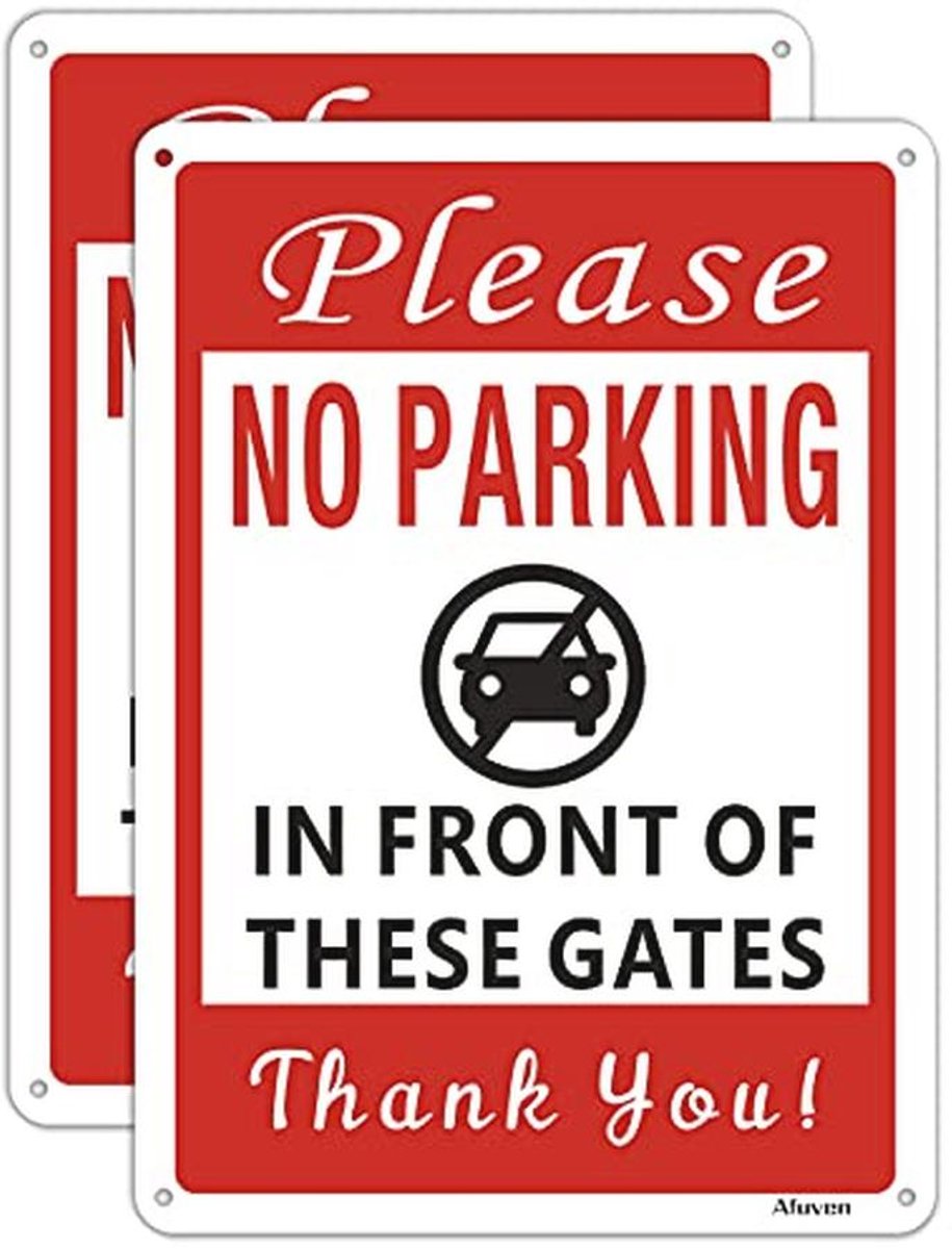 Geen Parkeerplaats Poortborden - 25 x 18 cm - Reflecterend Aluminium - Weerbestendig en Eenvoudig te Monteren - 2 Stuks