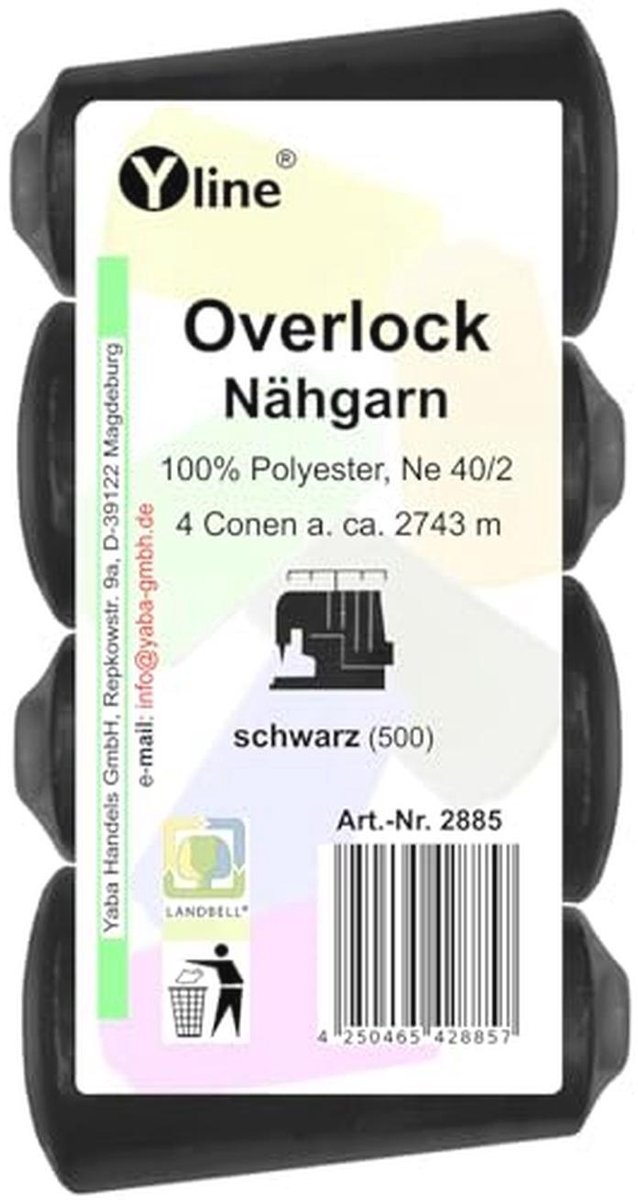 Overlock naaigaren 4 stuks - Zwart - 100% Polyester - 2743 m - NE 40/2